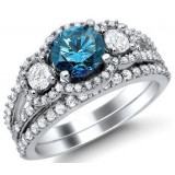 Cheap blue diamond wedding rings