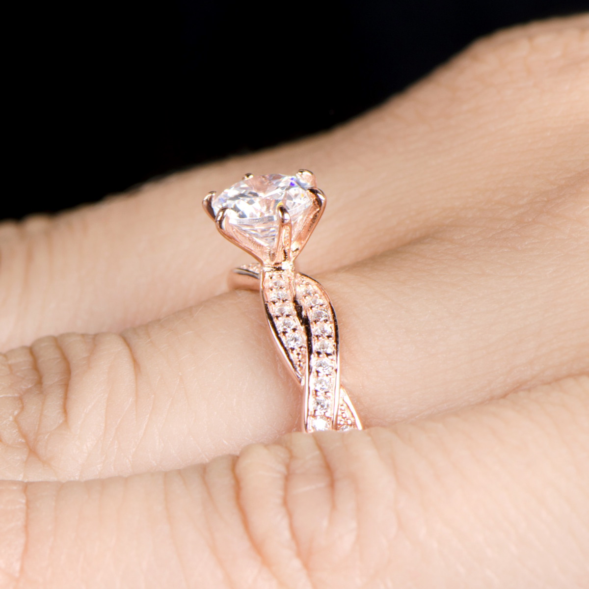 Large Rose Gold Engagement Ring 